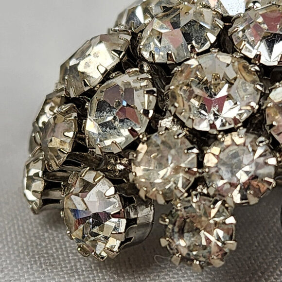 Vintage Silver Tone Crystal Domed Statement Brooch - Picture 3 of 5